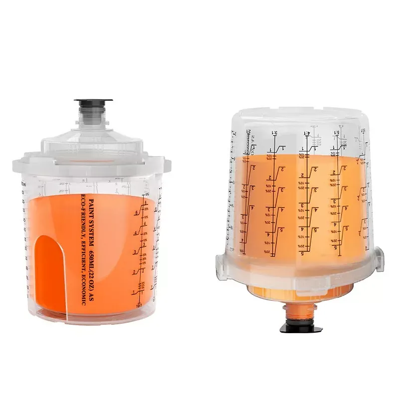 Disposable spray gun cup application